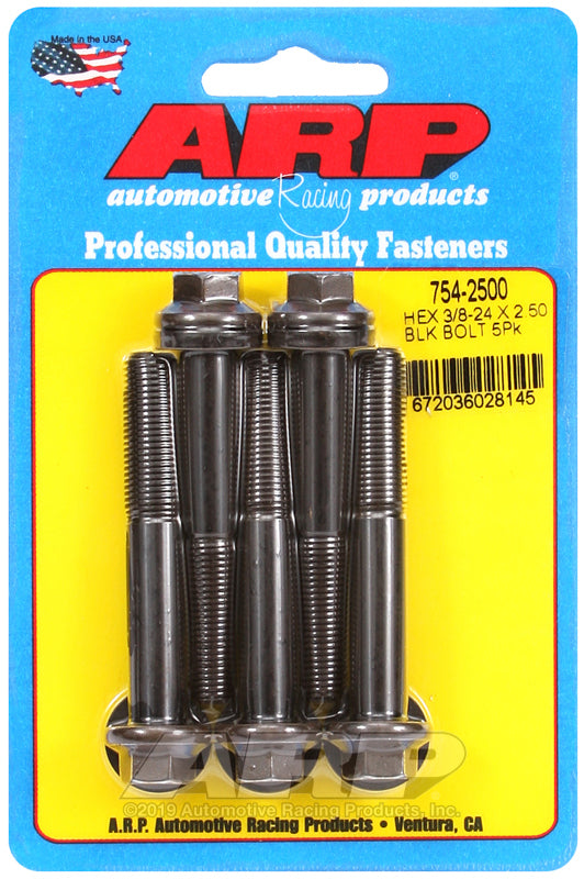 ARP 754-2500 3/8-24 X 2.500 Hex 7/16 Wrenching Black Oxide Bolts