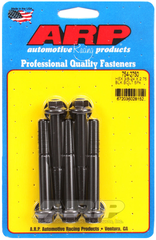 ARP 754-2750 3/8-24 X 2.750 Hex 7/16 Wrenching Black Oxide Bolts