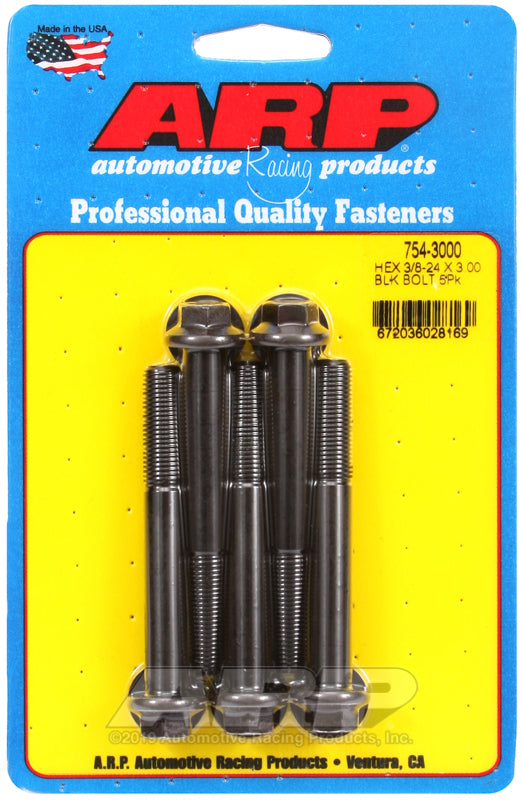 ARP 754-3000 3/8-24 X 3.000 Hex 7/16 Wrenching Black Oxide Bolts