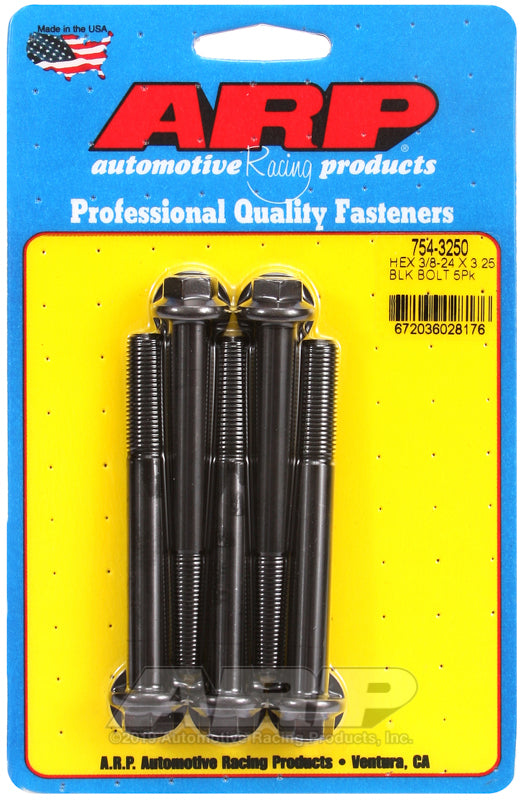 ARP 754-3250 3/8-24 X 3.250 Hex 7/16 Wrenching Black Oxide Bolts