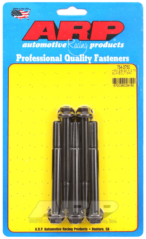 ARP 754-3750 3/8-24 X 3.750 Hex 7/16 Wrenching Black Oxide Bolts