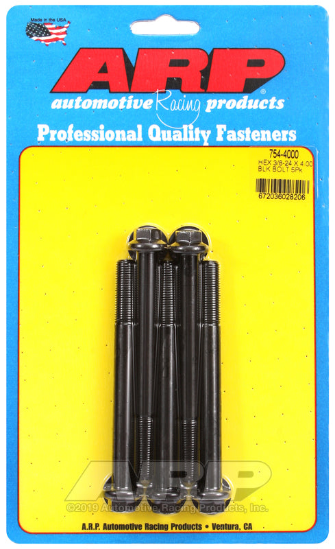 ARP 754-4000 3/8-24 X 4.000 Hex 7/16 Wrenching Black Oxide Bolts