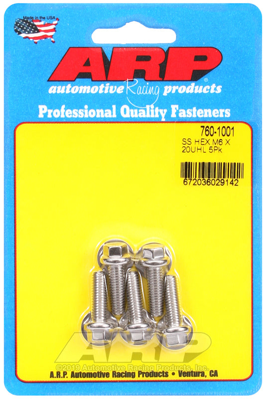 ARP 760-1001 M6 X 1.00 X 20 Hex SS Bolts