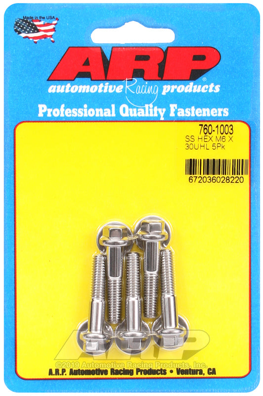 ARP 760-1003 M6 X 1.00 X 30 Hex SS Bolts