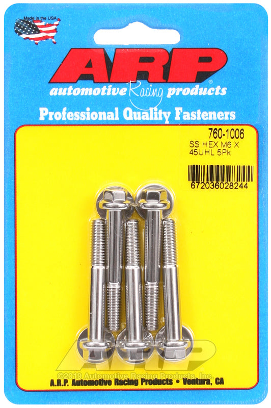 ARP 760-1006 M6 X 1.00 X 45 Hex SS Bolts