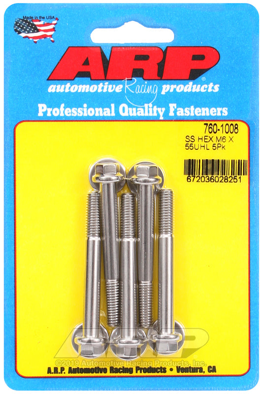 ARP 760-1008 M6 X 1.00 X 55 Hex SS Bolts