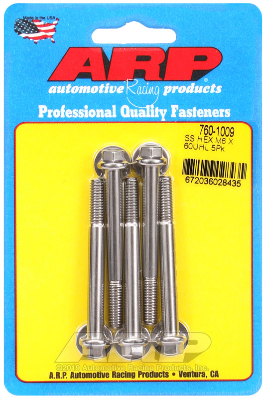 ARP 760-1009 M6 X 1.00 X 60 Hex SS Bolts