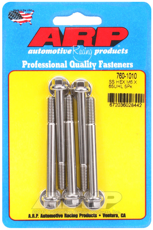 ARP 760-1010 M6 X 1.00 X 65 Hex SS Bolts