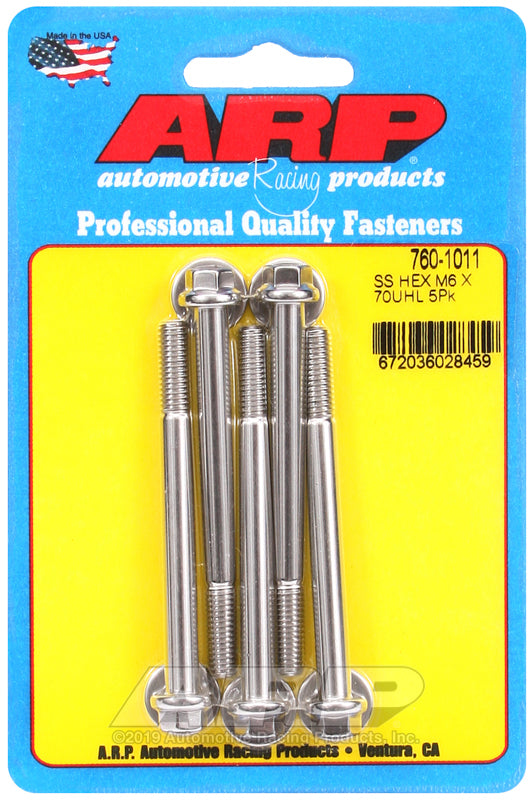 ARP 760-1011 M6 X 1.00 X 70 Hex SS Bolts