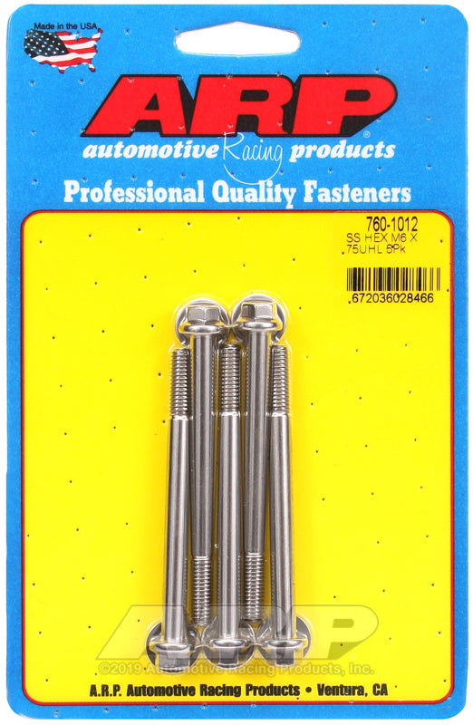 ARP 760-1012 M6 X 1.00 X 75 Hex SS Bolts