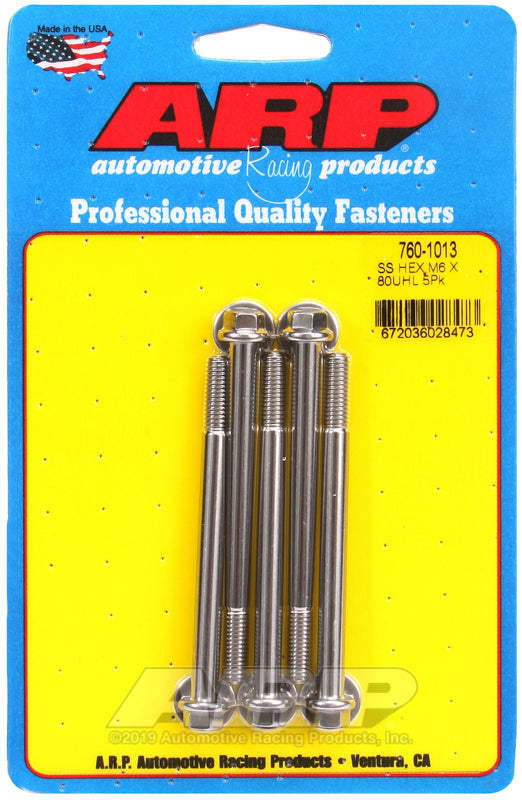 ARP 760-1013 M6 X 1.00 X 80 Hex SS Bolts