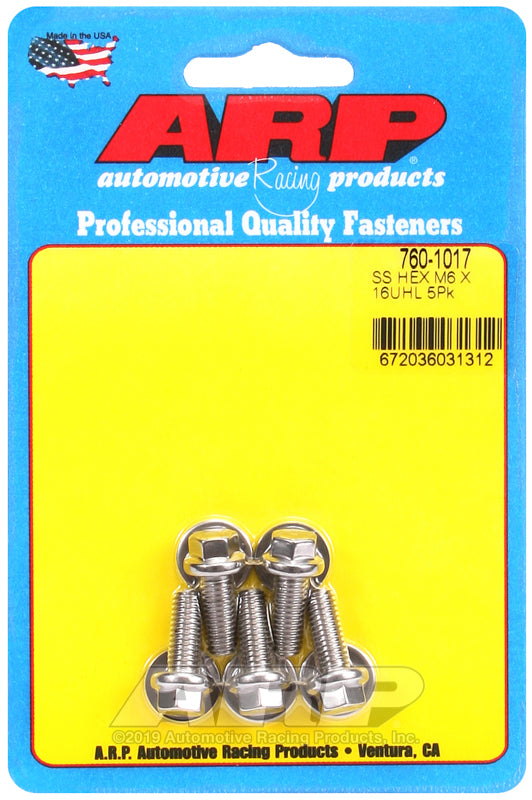 ARP Fasteners ARP760-1017 760-1017 M6 X 1.00 X 16 Hex SS Bolts