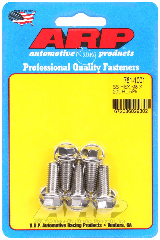 ARP 761-1001 M8 X 1.25 X 20 Hex SS Bolts