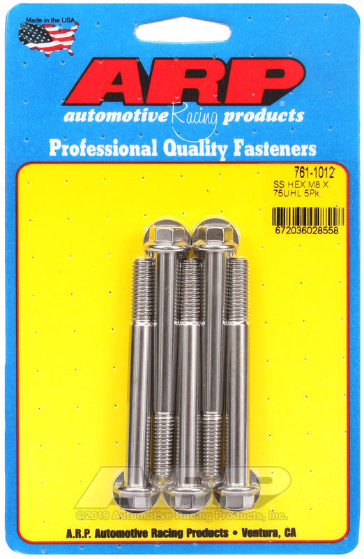 ARP 761-1012 M8 X 1.25 X 75 Hex SS Bolts