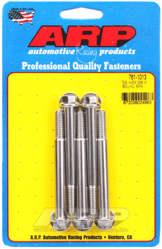 ARP 761-1013 M8 X 1.25 X 80 Hex SS Bolts