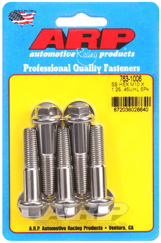 ARP 763-1006 M10 X 1.25 X 45 Hex SS Bolts