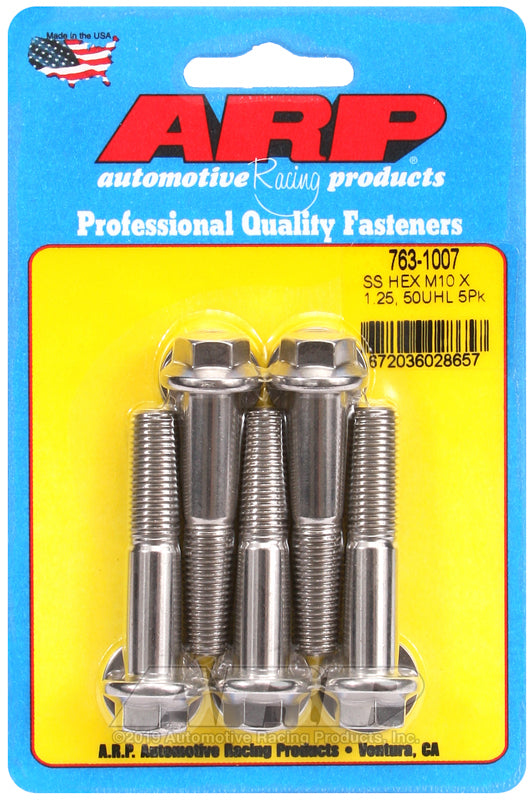 ARP 763-1007 M10 X 1.25 X 50 Hex SS Bolts