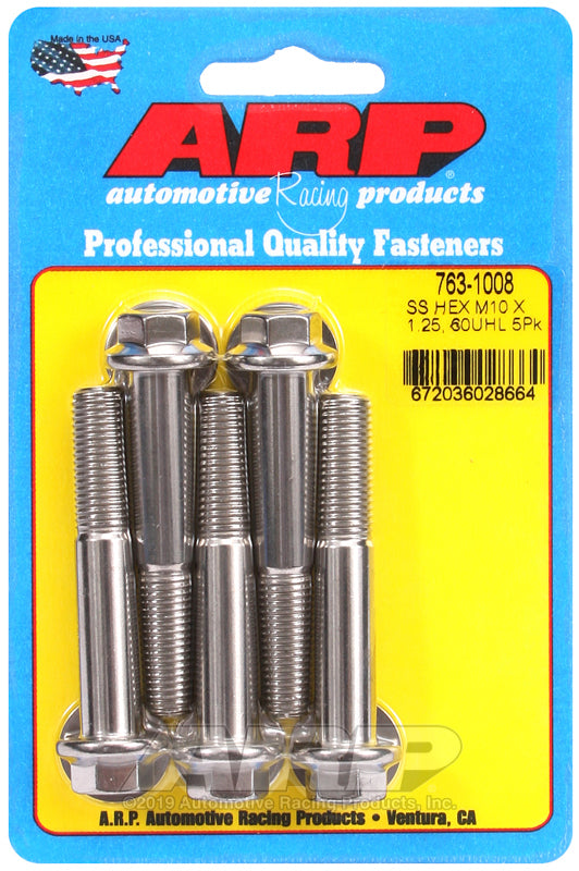 ARP 763-1008 M10 X 1.25 X 60 Hex SS Bolts