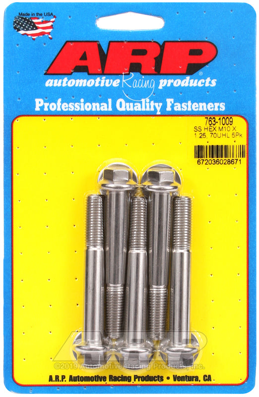 ARP 763-1009 M10 X 1.25 X 70 Hex SS Bolts