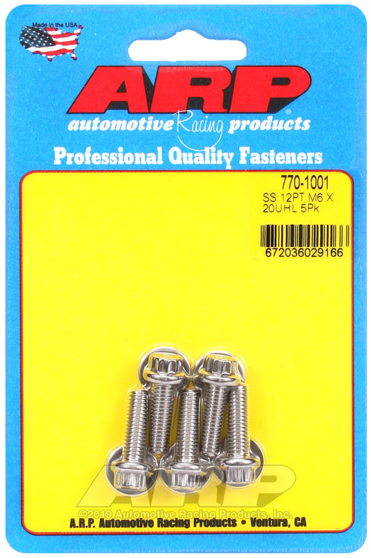 ARP 770-1001 M6 X 1.00 X 20 12PT SS Bolts