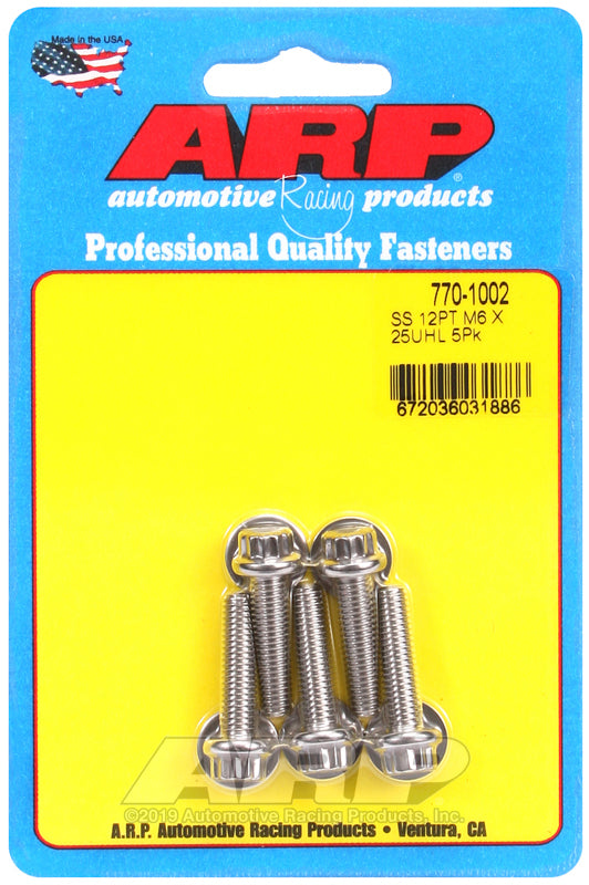 ARP 770-1002 M6 X 1.00 X 25 12PT SS Bolts