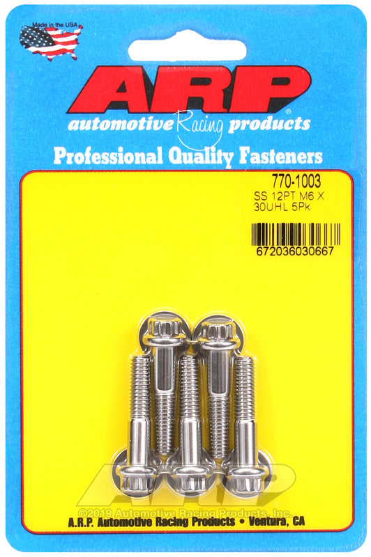 ARP 770-1003 M6 X 1.00 X 30 12PT SS Bolts