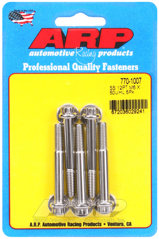 ARP 770-1007 M6 X 1.00 X 50 12PT SS Bolts