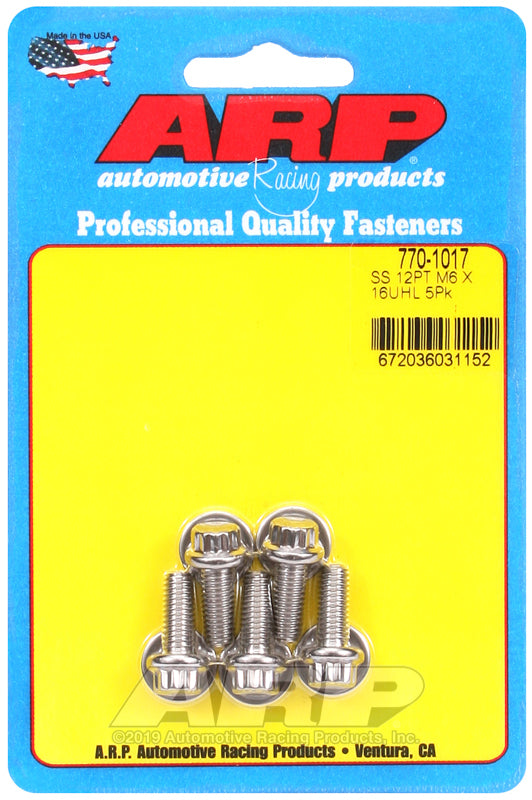 ARP 770-1017 M6 X 1.00 X 16 12PT SS Bolts