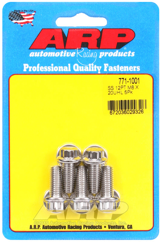 ARP 771-1001 M8 X 1.25 X 20 12PT SS Bolts