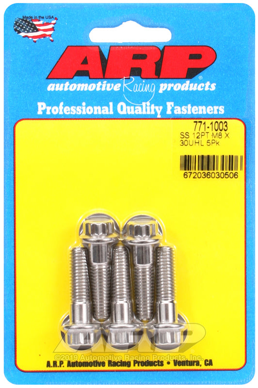 ARP 771-1003 M8 X 1.25 X 30 12PT SS Bolts