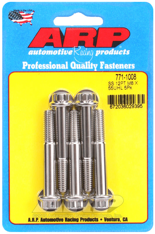 ARP 771-1008 M8 X 1.25 X 55 12PT SS Bolts