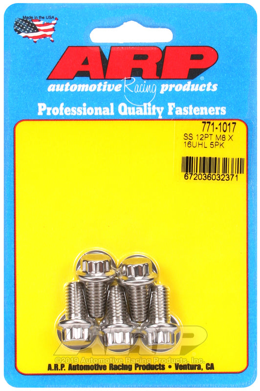 ARP 771-1017 M8 X 1.25 X 16 12PT SS Bolts