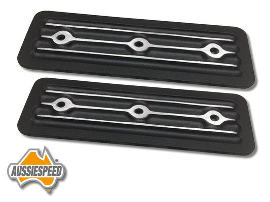 Aussiespeed AS0186B Holden 6 Finned Alloy Side Plates Satin Black
