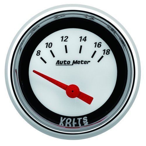 AutoMeter AU1192 MCX 2-1/16" Elec Voltmeter 8-18V Chrome/White