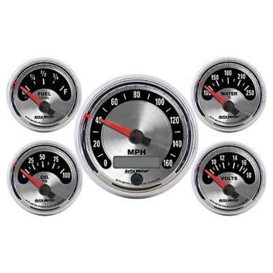 AutoMeter 1202 5 PC. GAUGE KIT, 3-3/8" & 2-1/16", ELEC. SPEEDOMETER, AMERICAN MUSCLE