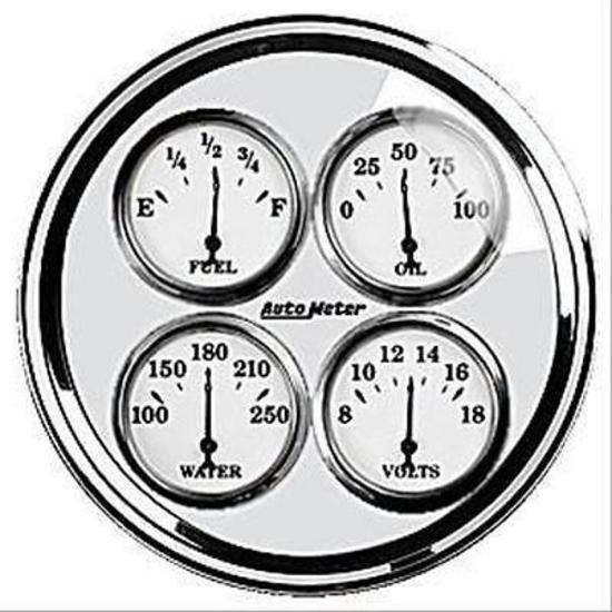 AutoMeter AU1210 Old Tyme White II 5" Quad Gauge Water Temp Fuel Oil Press Volts