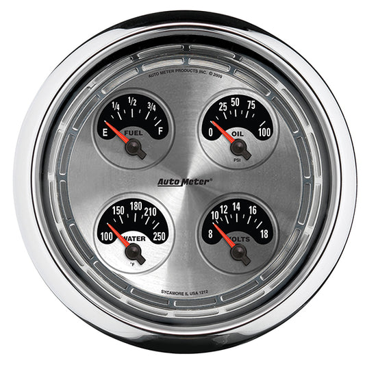 AutoMeter AU1212 American Muscle Quad Gauge Oil/Water/Volt/Fuel Gauge 5 In.