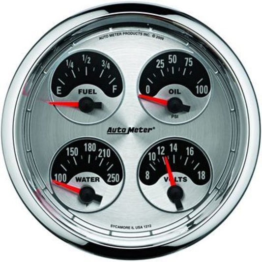 AutoMeter AU1225 American Muscle 5" 0-90 OHMS Quad Fuel Level Gauge
