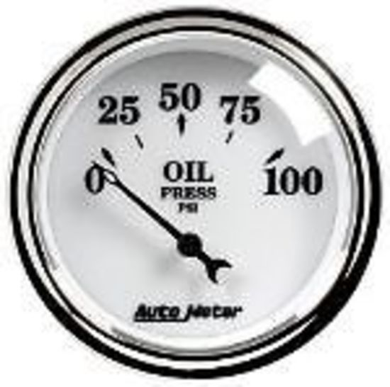 AutoMeter AU1227 Old Tyme White II 2-1/16" Elec Oil Pressure Gauge 0-100 PSI