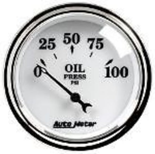 AutoMeter AU1227 Old Tyme White II 2-1/16" Elec Oil Pressure Gauge 0-100 PSI