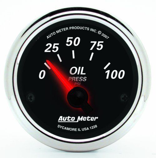 AutoMeter AU1228 Designer Black II 2-1/16" Oil Pressure Gauge 0-100 PSI
