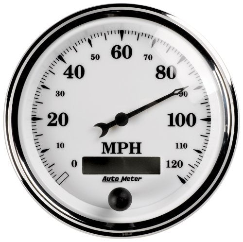 AutoMeter AU1287 Old Tyme White II Speedometer 3-3/8" In-Dash Programmable 0-120 MPH
