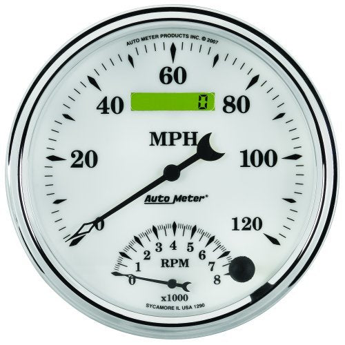 AutoMeter AU1290 Old Tyme White II Tach Speedo Combo 5" In-Dash Elec 0-120 MPH 0-8 000 RPM
