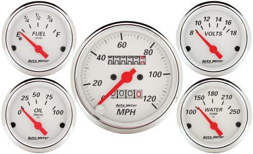 AutoMeter AU1300 Arctic White Gauges Mech Speedo Fuel Water Temp Oil Pres Volts