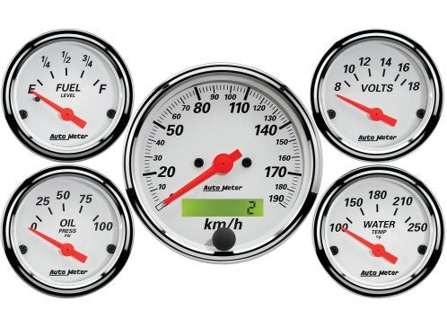 AutoMeter AU1302-M Arctic White 5 Gauge Kit 3-1/8" Speedo 2-1/16" Others