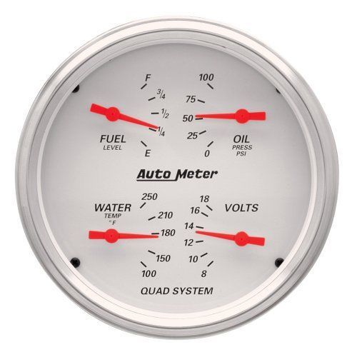AutoMeter AU1310 Arctic White Quad Gauge 5" Fuel Water Temp Oil Press Volts