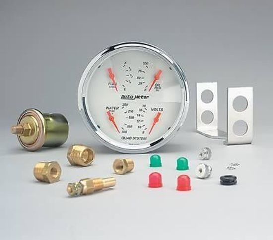 AutoMeter AU1310 Arctic White Quad Gauge 5" Fuel Water Temp Oil Press Volts