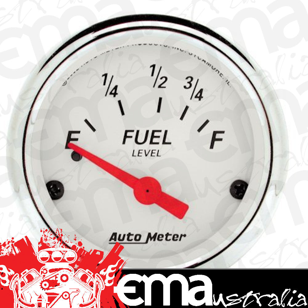 AutoMeter AU1316 Arctic White Fuel Level Gauge 2-1/16" Short Sweep Elec Ford 73 OHMS Empty/8-12 OHMS Full