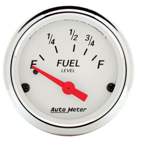 AutoMeter AU1316 Arctic White Fuel Level Gauge 2-1/16" Short Sweep Elec Ford 73 OHMS Empty/8-12 OHMS Full
