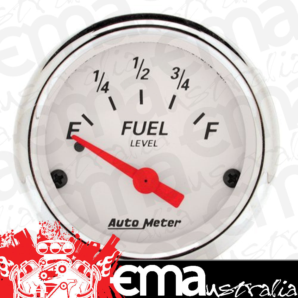 AutoMeter AU1318 Arctic White Fuel Level Gauge 2-1/16" Short Sweep Elec Gm 0 OHMS Empty/30 OHMS Full